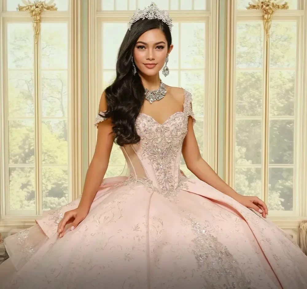 Model wearing a Quinceañera gown