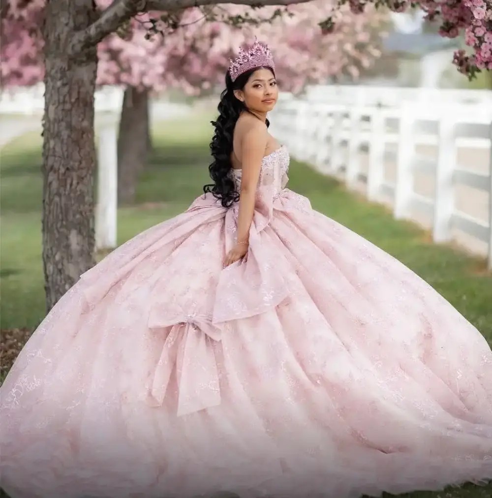 Model wearing a Quinceañera gown