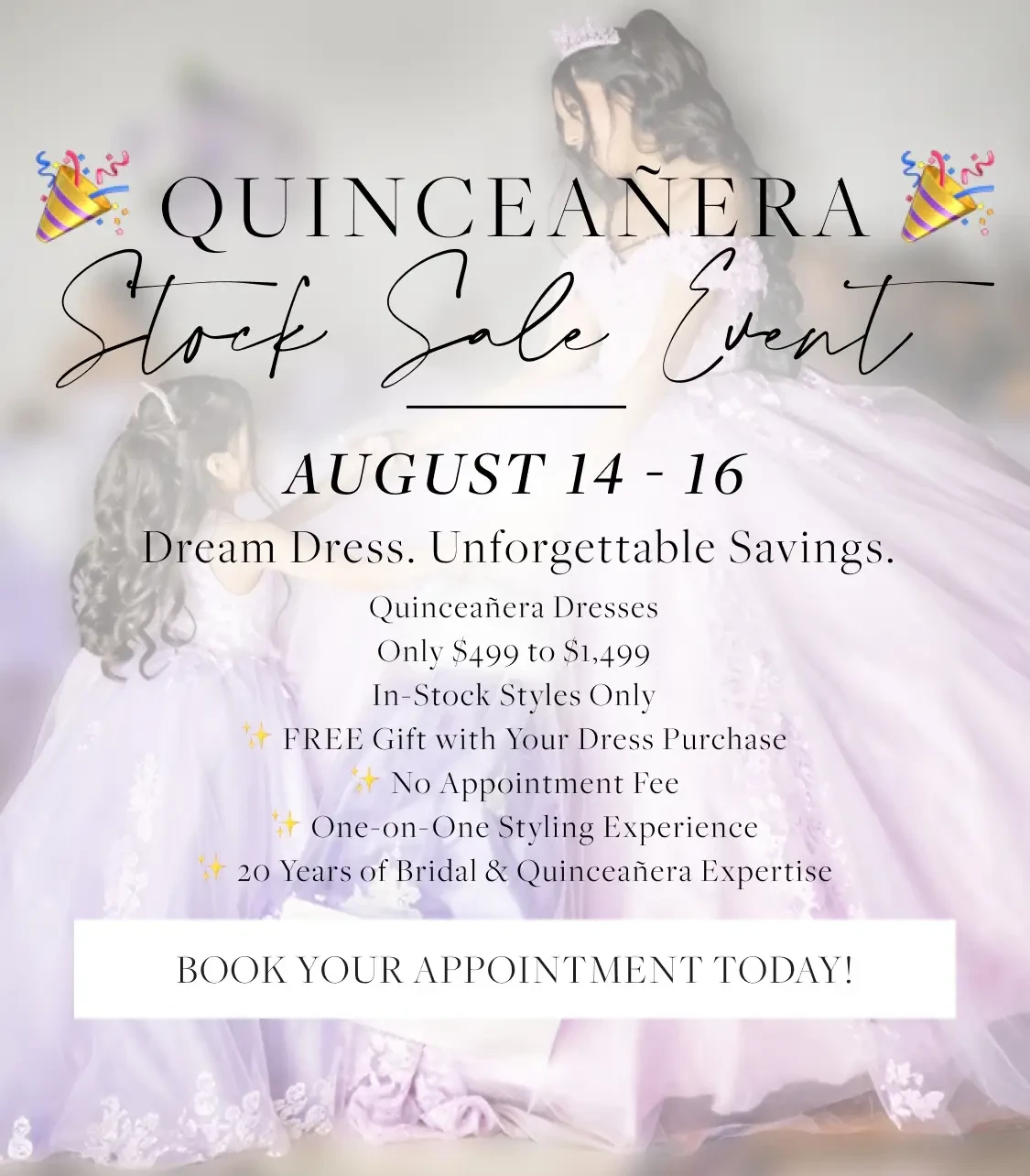 Quinceanera Stock Sale Event Mobile Banner